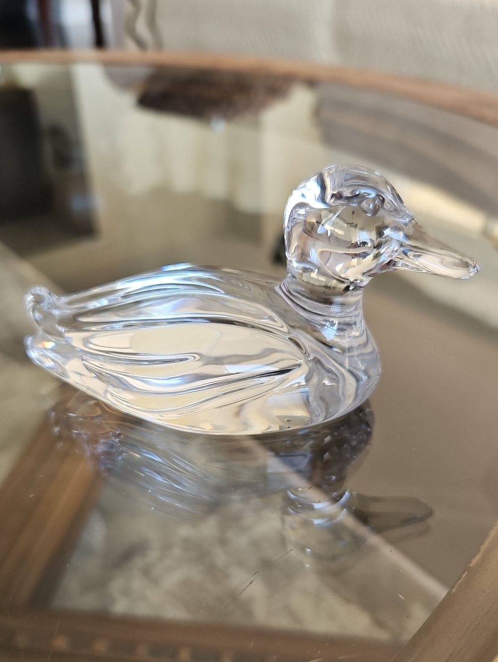Princess House 24% Lead Crystal Duck Figurine with Subtle Reflections - Vintage